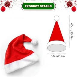 Fluffy Red Santa Hats Set with Plush Brim and Liner for Adults Men Women - Christmas, New Year Party Supplies & Gifts
