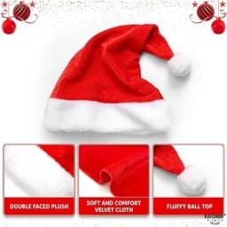 Fluffy Red Santa Hats Set with Plush Brim and Liner for Adults Men Women - Christmas, New Year Party Supplies & Gifts