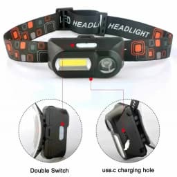 HOMEFISH USB Rechargeable Head Light, Powerful Hands-Free Head Torch, Christmas Stocking Stuffer for Outdoor Work Gift