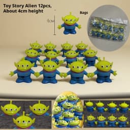 12pcs Toy Story Alien Chibi Figures Anime Disney Three Eyes Mini Doll Pvc Car And Desk Ornament Toys Christmas Gift Collection