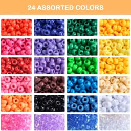3600Pcs Pony Beads, 24 Colors Kandi Beads Bulk for Bracelets, Hair Braiding, DIY Jewelry & Christmas Gifts