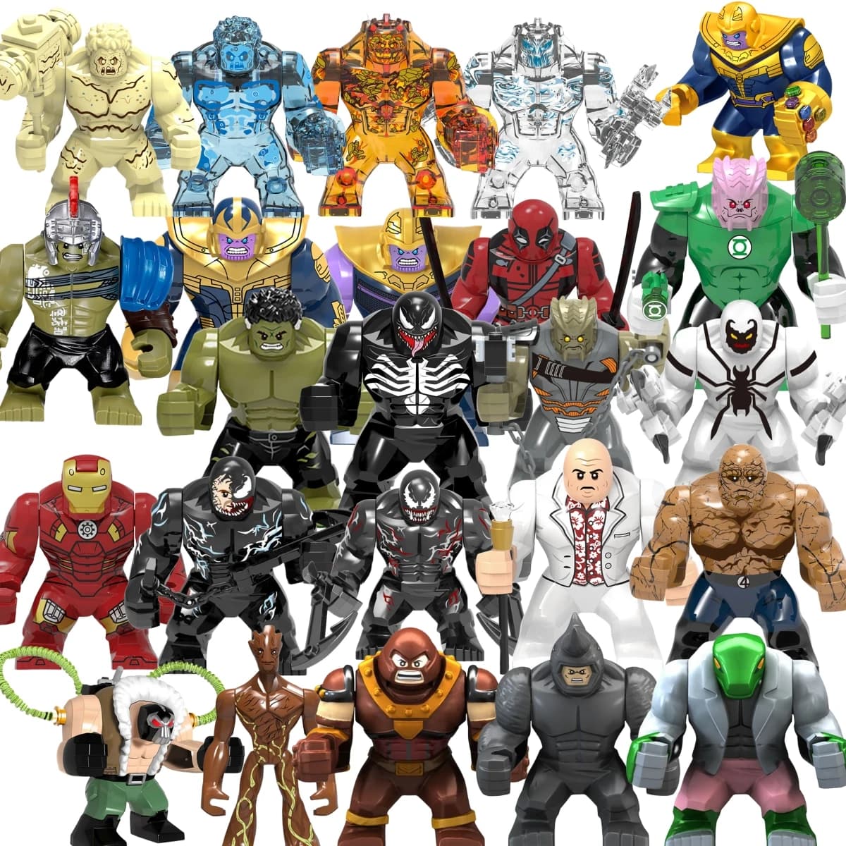 Blind Box Mini Building Blocks X1255 Figures Big Goblin Spiderman Iron Man Venom Captain Hawk Deadpool Armor Christmas Gift Toys