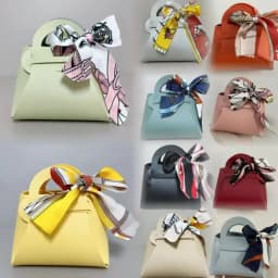 20PCS Leather Gift Bags Bow Ribbon Packaging Bag Wedding Favour Distributions Bags Christmas Candy Packaging Box Mini Handbag