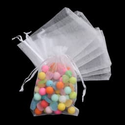 25/50Pcs White Drawstring Pocket Drawable Candy Pouches Organza Gauze Sachet Gift Bags Jewelry Packing Christmas Party Supply