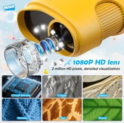 Kids Digital Microscope 1000X Magnification 8 LED Portable Handheld Microscope for Outdoor Exploration, Birthday Christmas Gift