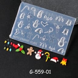 Christmas Theme Cartoon Silicone Nail Carving Mold High Transparency Snowman Gingerbread Soft Nail Template Winter DIY Nail Deco
