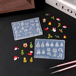 Christmas Theme Cartoon Silicone Nail Carving Mold High Transparency Snowman Gingerbread Soft Nail Template Winter DIY Nail Deco