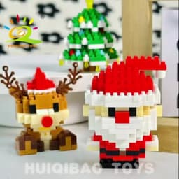 HUIQIBAO Children Mini Christmas Tree Santa Claus Snowman Model Micro Bricks Building Block DIY Elk Bricks Toys for Adult Gift