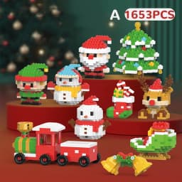 HUIQIBAO Children Mini Christmas Tree Santa Claus Snowman Model Micro Bricks Building Block DIY Elk Bricks Toys for Adult Gift