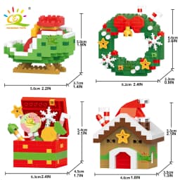 HUIQIBAO Children Mini Christmas Tree Santa Claus Snowman Model Micro Bricks Building Block DIY Elk Bricks Toys for Adult Gift