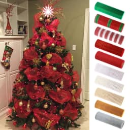 1Roll Christmas Mesh Ribbon DIY Wreath Bow Ribbon Christmas Tree Decorations For Home 2025 Xmas Gifts Navidad Noel New Year 2026