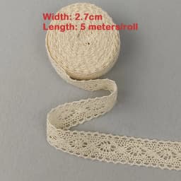 5M Cotton Lace Trim Sewing Crochet Lace Ribbon Beige Trim Lace Ribbon DIY Wedding Party Christmas Gift Decor Sewing Craft Supply
