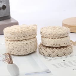 5M Cotton Lace Trim Sewing Crochet Lace Ribbon Beige Trim Lace Ribbon DIY Wedding Party Christmas Gift Decor Sewing Craft Supply
