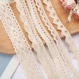 5M Cotton Lace Trim Sewing Crochet Lace Ribbon Beige Trim Lace Ribbon DIY Wedding Party Christmas Gift Decor Sewing Craft Supply