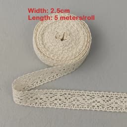 5M Cotton Lace Trim Sewing Crochet Lace Ribbon Beige Trim Lace Ribbon DIY Wedding Party Christmas Gift Decor Sewing Craft Supply