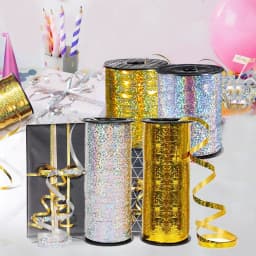 100 Yards Gold and Silver Curling Ribbon Shiny Balloon String Gift Wrapping Ribbon for Christmas Party Wedding Craft Flowers Dec