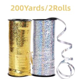 100 Yards Gold and Silver Curling Ribbon Shiny Balloon String Gift Wrapping Ribbon for Christmas Party Wedding Craft Flowers Dec