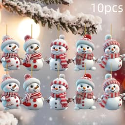 10pcs/5pcs Christmas Car Rearview Mirror Ornaments - Snowman Acrylic Hanging Decorations for Tree, Christmas Decorations