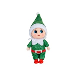 1PC Christmas Elf Doll with Bow Suspenders Elves Holiday Party Tabletop Knickknacks Decorative Props Christmas Decoration