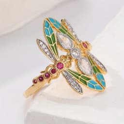 Gorgeous Vintage Insect Dragonfly Ring for Men Women Blue Cubic Synthetic Zirconia Party Jewelry Christmas Anniversary Gift