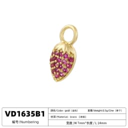 2Pcs/lot,Fashion Brass 18K Gold Plated Christmas Charm Cherry Strawberry Sweet Cute Jewellery for DIY Bracelet Necklace:VD1634