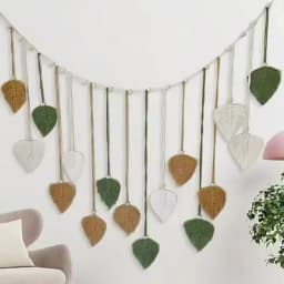 120x75cm Bohemian Wall Hanging Leaves Tassels Tapestry Panel Macrame Green Leaf Chic Home Decor Ornaments Bedroom Christmas Gift