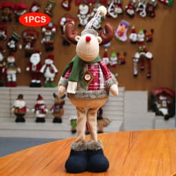 Christmas Dolls Tree Decor Standing Santa, Snowman and Reindeer Figurines for Home Decor Birthday Gifts Merry Christmas