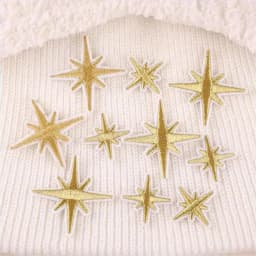 10Pcs Embroidered Golden Silver Star Patch Iron On Stickers Sewing Appliques Repair, Christmas Holiday Decoration