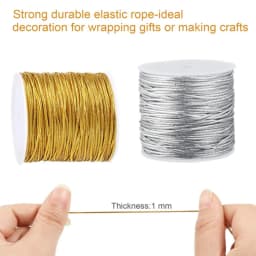 Metallic Elastic Cords,Stretch Cord,Metallic Tinsel Cord Rope for Gift Packaging DIY Craft Christmas Decoration,20m/Roll 1.5mm