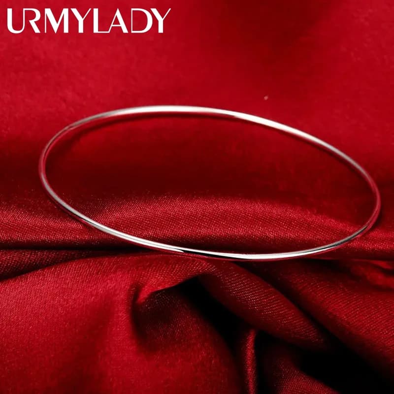 Hot new 925 Sterling Silver fine Simple circle bangle for women charm bracelet Fashion Party Jewelry girl student Christmas gift