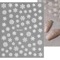 1sheet 3D White Snowflakes Nail Stickers for Christmas Winter Snow Flower Self-adhesive Nail Art Decals DIY Manicure Decorations
