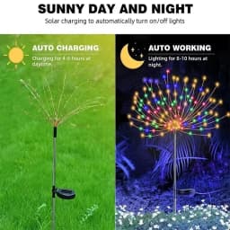 Solar Firework Fairy Lights 60 LED Outdoor Garden Decoration 8 Flashing Modes Lawn Pathway Lights Patio Party Christmas Wedding