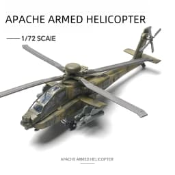 1:72 AH-64 Apache Attack Helicopter Model Creative Military Series Building Blocks Decor Assembled Toys For Boys Christmas Gifts