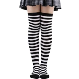 Striped Long Socks Women Over Knee High Stockings Christmas Halloween Cosplay Anime Performance Party Pinstripe Socks Gifts New