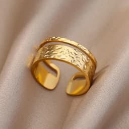 Irregular Hollow Opening Rings For Women Stainless Steel Gold Color Geometric Ring Fashion Simple Party Christmas Jewelry Gift