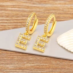 Nidin Hot Sale Initial A-Z Letters Mini Small Hoop Earrings Gold Color Zircon Jewelry Alphabet Fashion Christmas New Year Gift