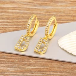 Nidin Hot Sale Initial A-Z Letters Mini Small Hoop Earrings Gold Color Zircon Jewelry Alphabet Fashion Christmas New Year Gift