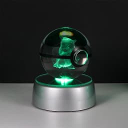 Pokemon 3D Crystal Ball Pikachu Figure Pokeball Engraving Crystal Charizard Model with Led Light Base Toys Anime Christmas Gift