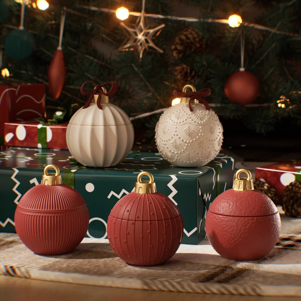 Twinkle Bauble Candle Jar Concrete Jesmonite Silicone Mold 4 oz Candle Refill Mold Christmas Home Decoration