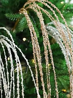 Sequin Glitter Christmas Party Branch Sticks Decoration White Artificial Plant Tassel Wheat Ears for Xmas Tree Ornament Supplies