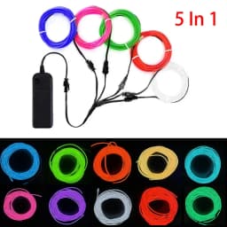 5 in 1 Glow Wire Cable LED Neon Christmas Dance Party DIY Costumes Luminous Clothes Light Decoration Kids Joke Toys 1m Each Cabl