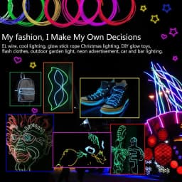 5 in 1 Glow Wire Cable LED Neon Christmas Dance Party DIY Costumes Luminous Clothes Light Decoration Kids Joke Toys 1m Each Cabl