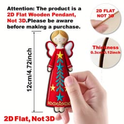 18/54pcs Colorful 11.94 Cm Artificial Wood Flat 2D Angel Decorations,Christmas Tree Toppers, Gift Tags, Party & Home Decorations