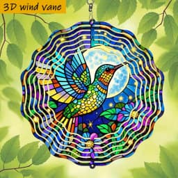 1pc Color- Hummingbirds in Flight 3D Rotating Wind Spinner - Heavy-Duty Iron Hook, Spinning Motion Suitable for Christmas