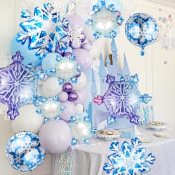 10pcs Ice and Snow Theme Snowflake Aluminum Foil Balloons, Winter Christmas New Year Ice and Snow Wonderland Decoration Supplies
