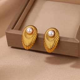 Elegant Stainless Steel Pearl Earrings For Women Gold Color Vintage Piercing Ear Hoop Jewelry Wedding Aesthetic Christmas Gift
