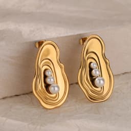 Elegant Stainless Steel Pearl Earrings For Women Gold Color Vintage Piercing Ear Hoop Jewelry Wedding Aesthetic Christmas Gift