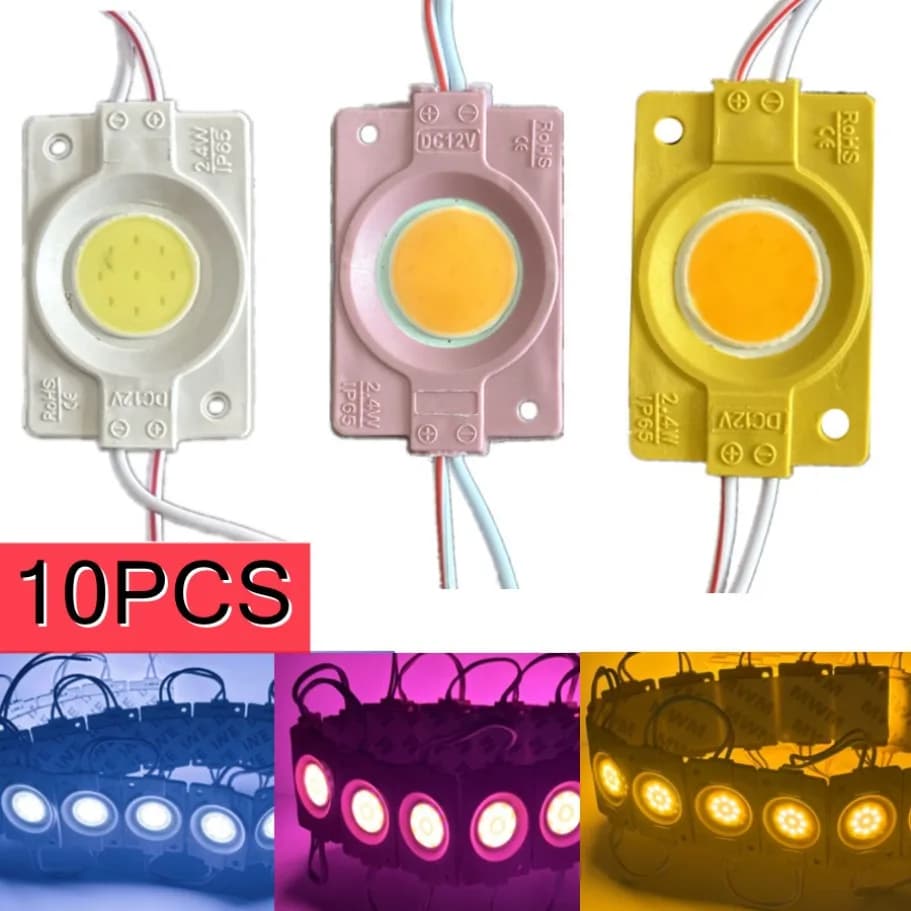 10 Pcs 12V LED Module Multicolour COB Light Christmas Decorations Shop Backlight Banner Warm White Red Blue Pink IP65 Waterproof