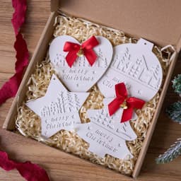 Christmas Heart Round Tree Star-Shaped Hanging Ornament Silicone Mold DIY Cement Plaster Clay Craft for Home Decor Craft Gift