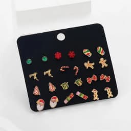 12/20 Pair Christmas Earring Set For Women Shiny Crystal Zircon Snowflake Elk Bowknot Elk Xmas Tree Earring New Year Gifts